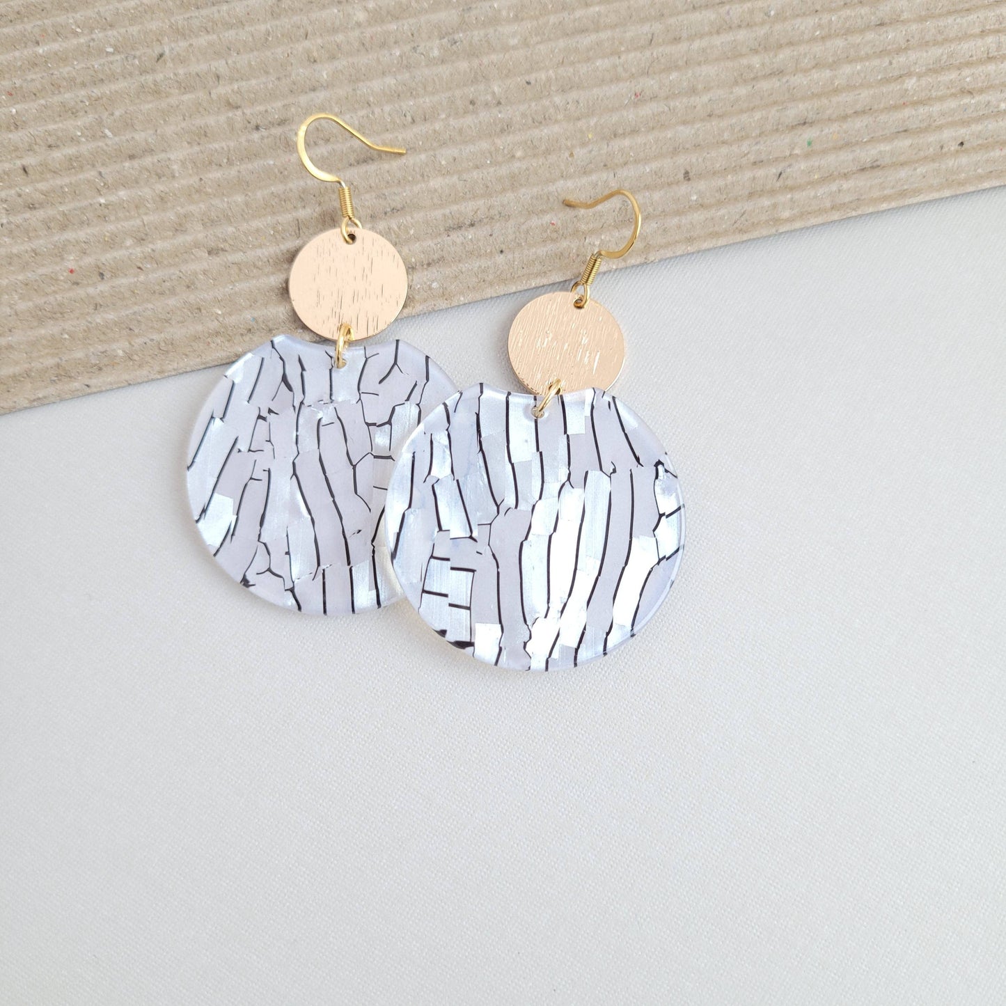 Spiffy & Splendid - Zoey Earrings - Pearl Black Stripe // Jewelry