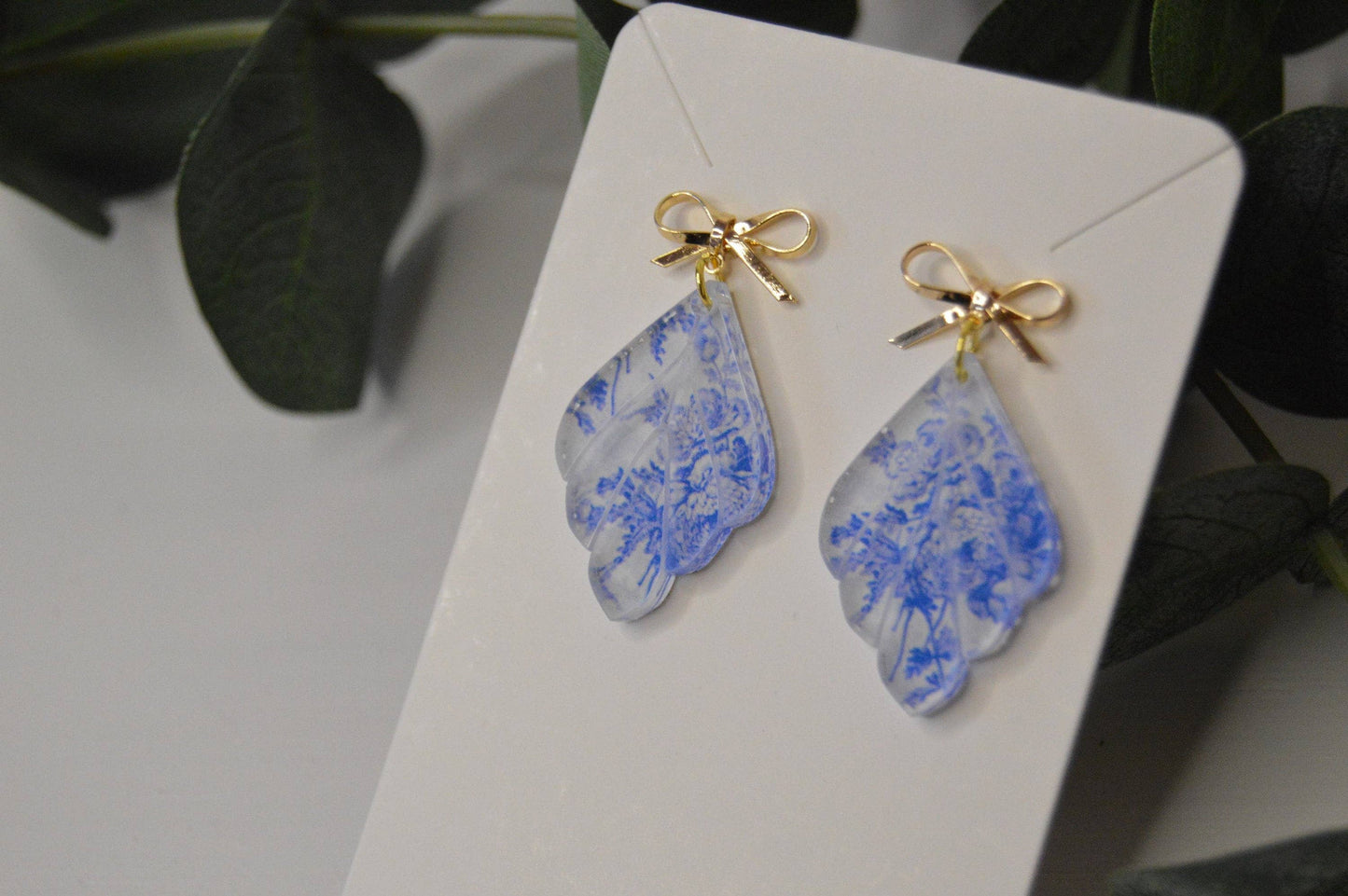 Blue Chinoiserie Drop Earrings
