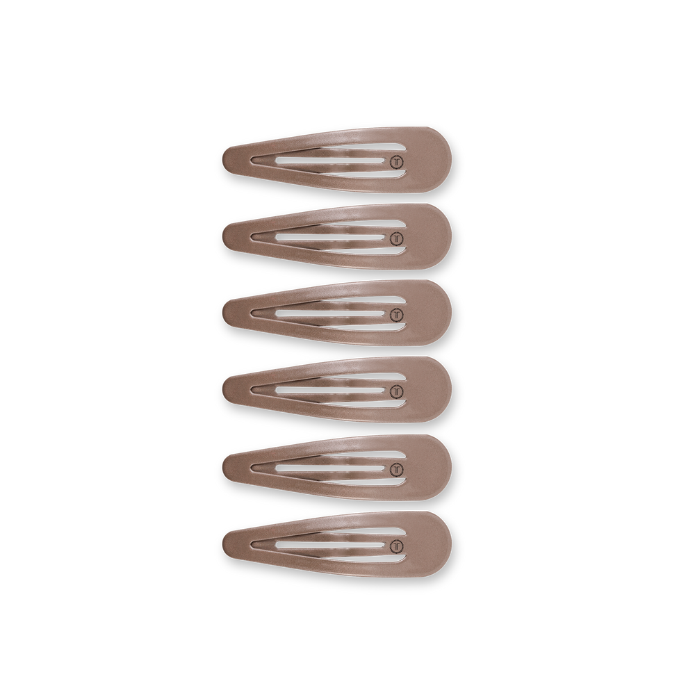 TELETIES - Truly Taupe Snap Clips | 6 Count