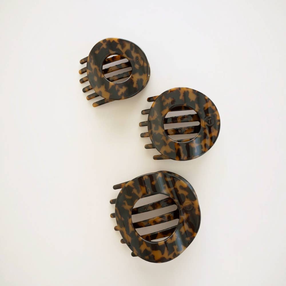 TELETIES - Tortoise | Large| Flat Circle Hair Clip