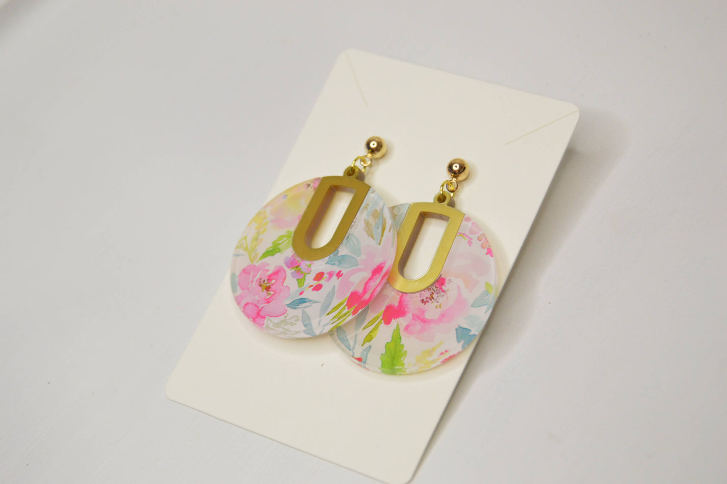 Floral Notch Filled Circle Acrylic Earrings