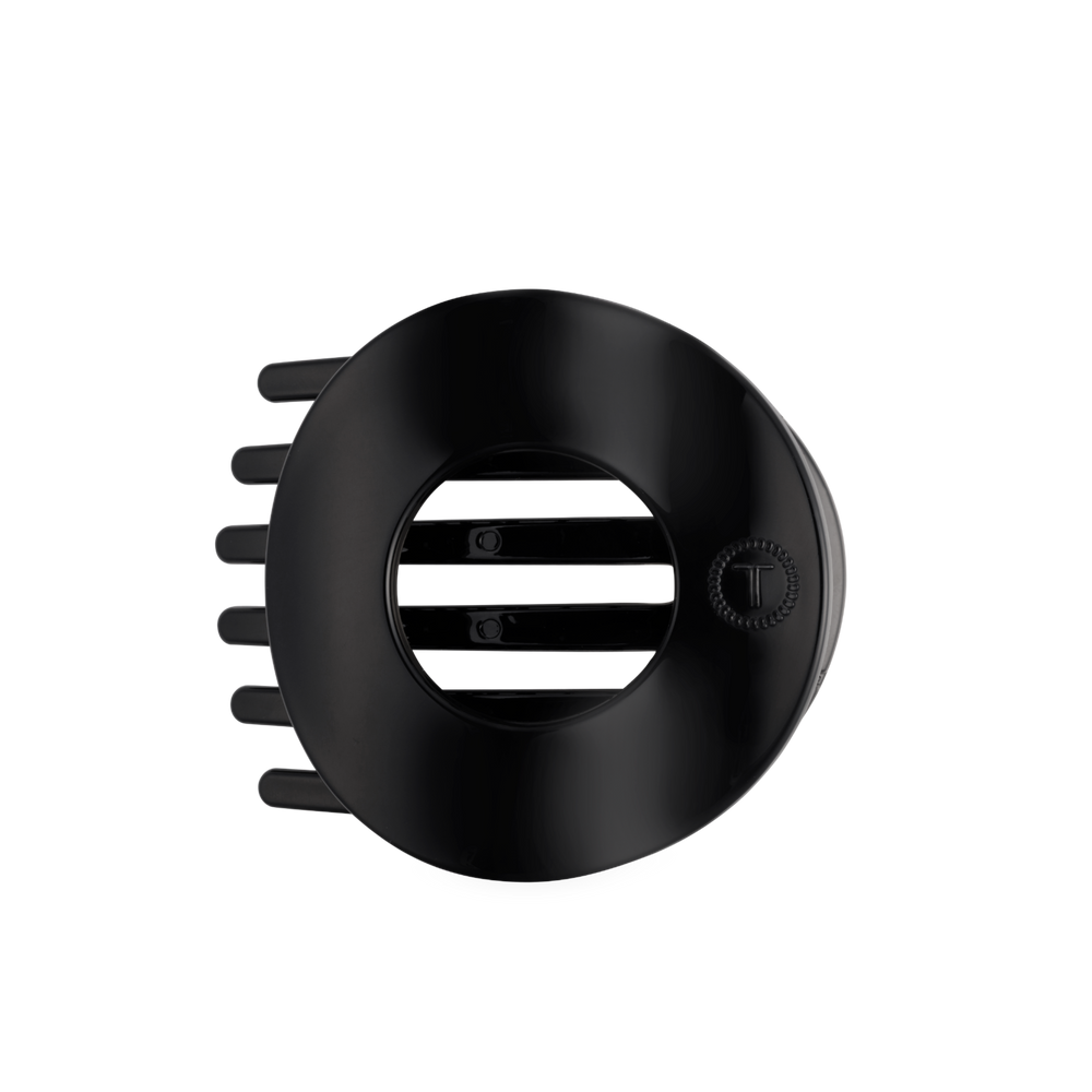 TELETIES - Jet Black | Large | Flat Circle Hair Clip