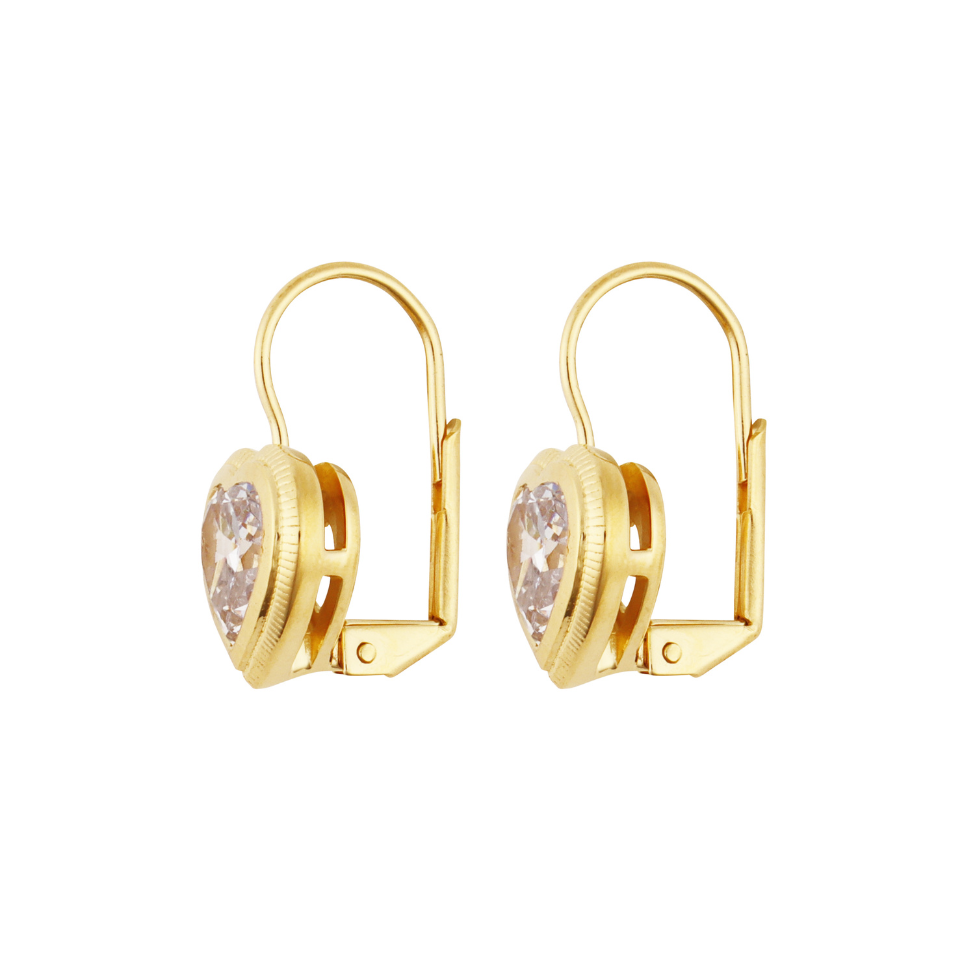 HART - Bezel Heart Drop Earrings