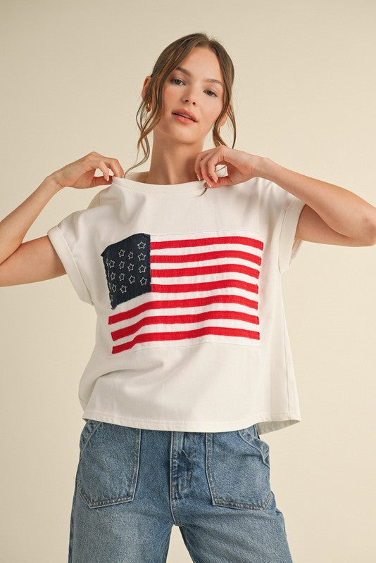 American Flag Short Sleeves Top