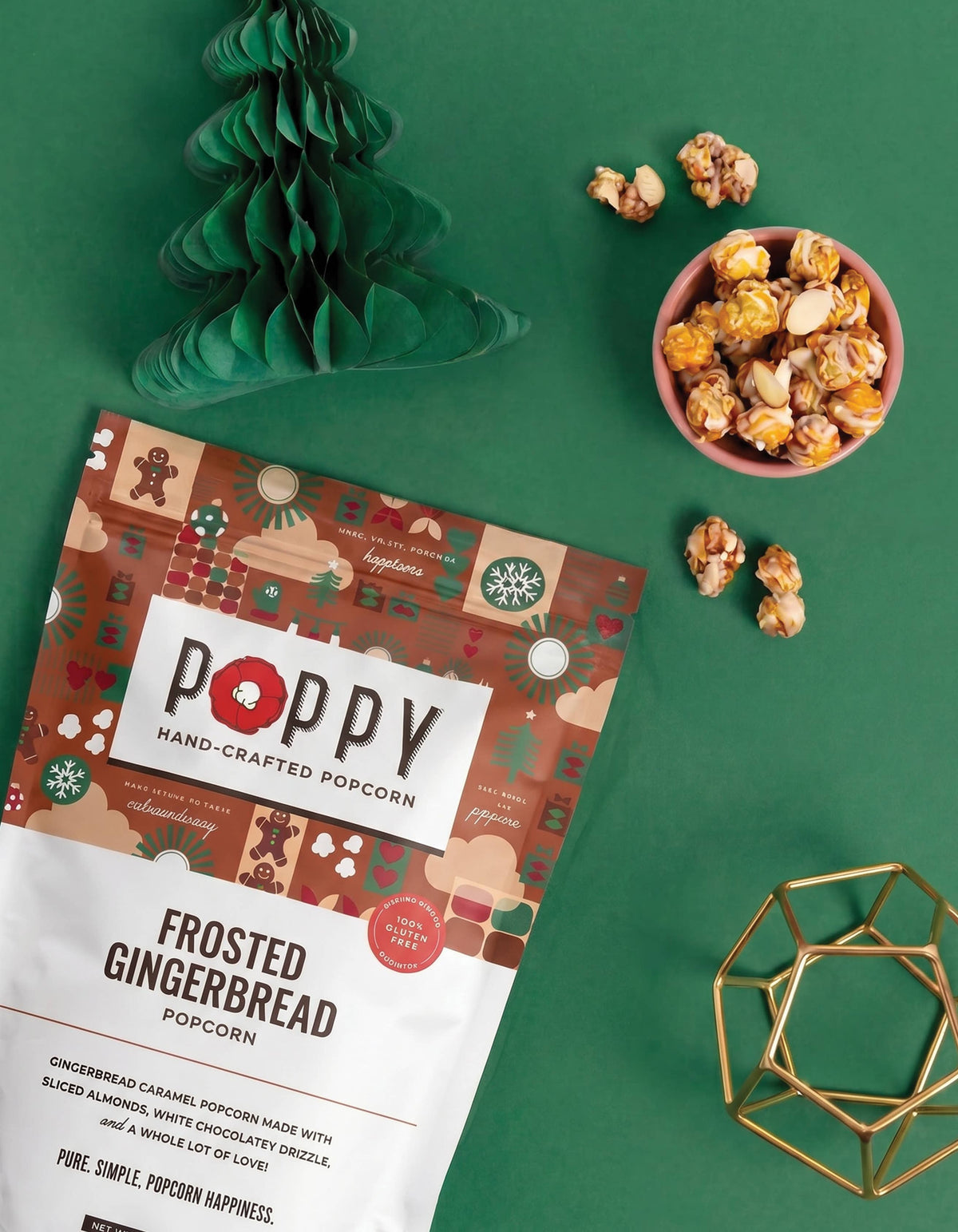 Poppy Hand-Crafted Popcorn - Frosted Gingerbread Popcorn Holiday