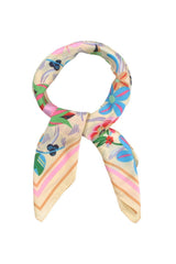 Multi Flower Square Satin Scarf