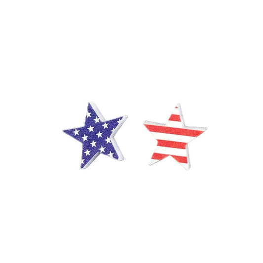 Star-shaped earrings on Doohickies branded cards against a white background