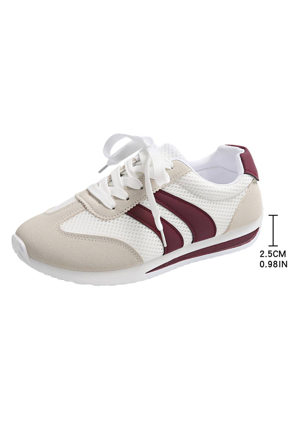 Garnet & White Lace-up Sneakers