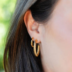 Simple Twist Huggie Earrings, Water-Resistant