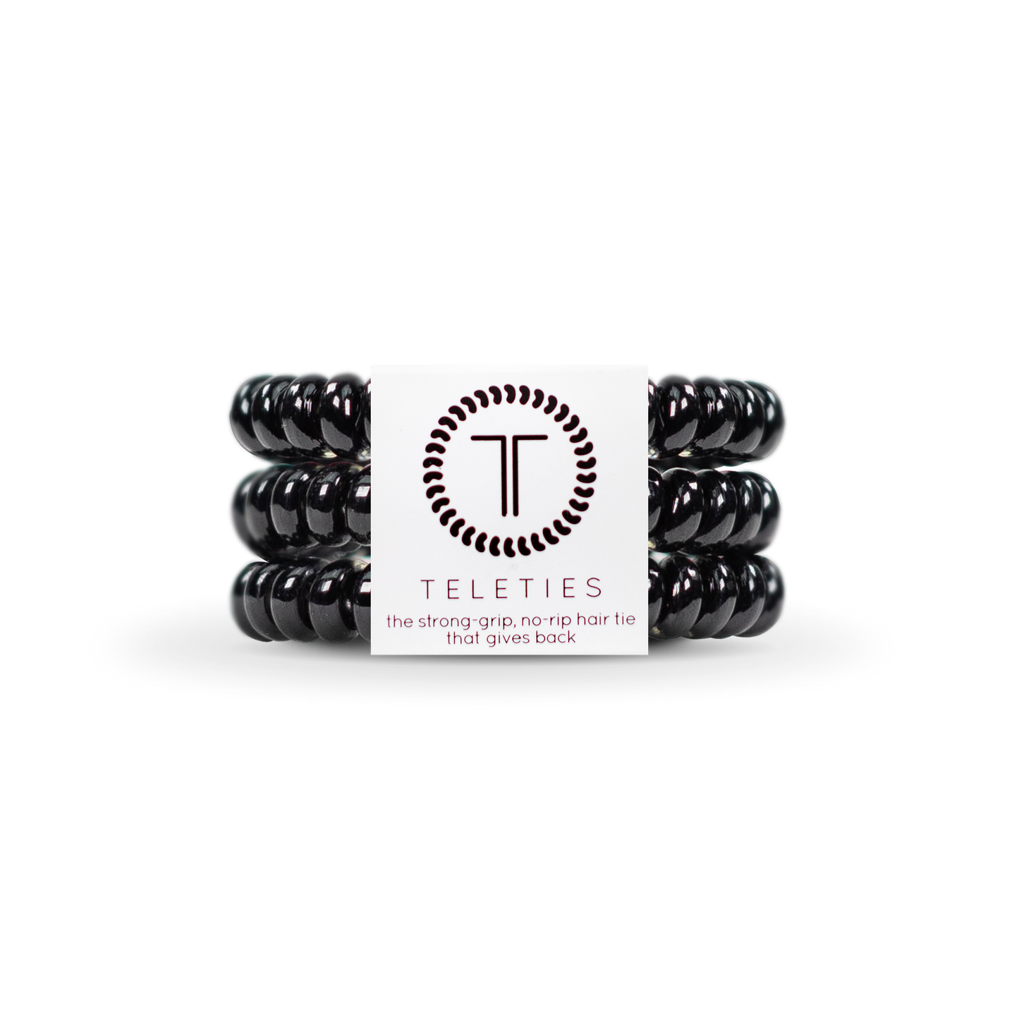 TELETIES - Spiral Hair Coils | Small | Jet Black Hair Ties