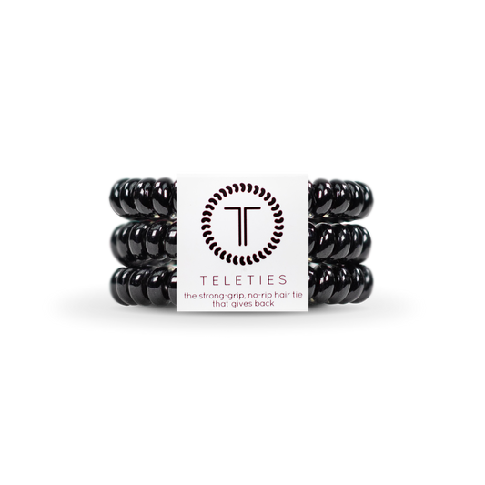 TELETIES - Spiral Hair Coils | Small | Jet Black Hair Ties