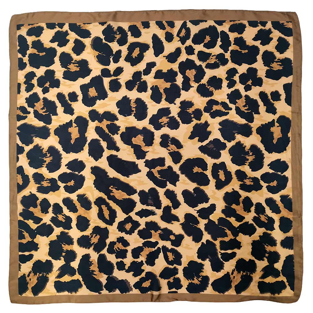 Framed Border Leopard Print Square Scarf
