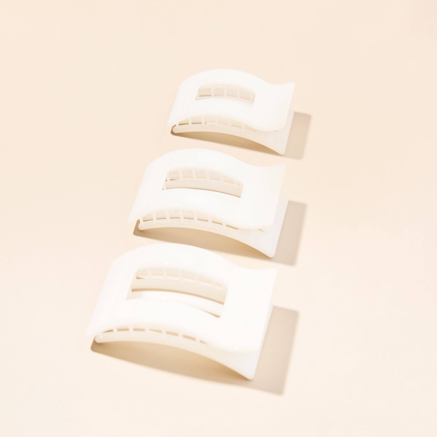TELETIES - Flat Rectangle Hair Clip | Small | Coconut White