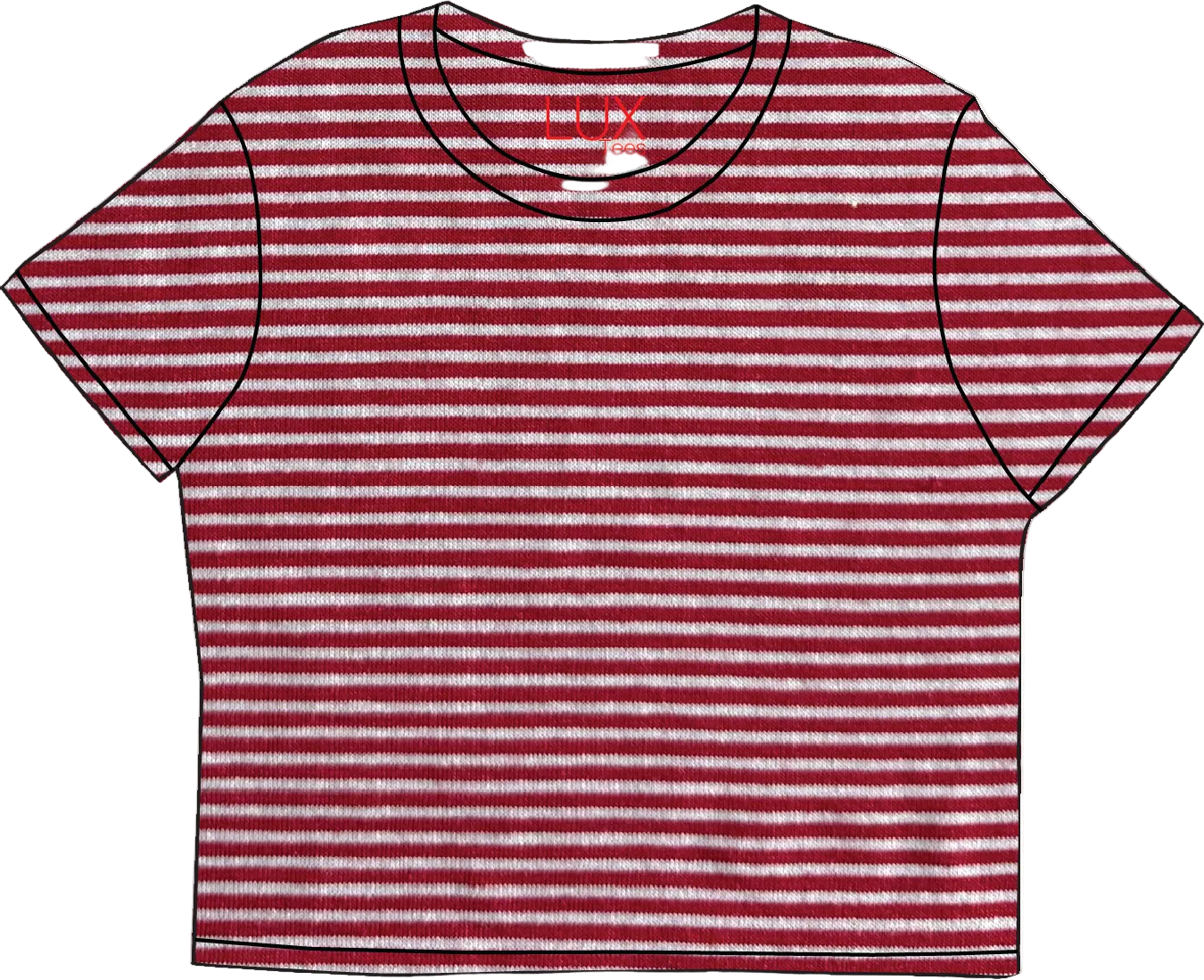 Red and white striped t-shirt on a white background