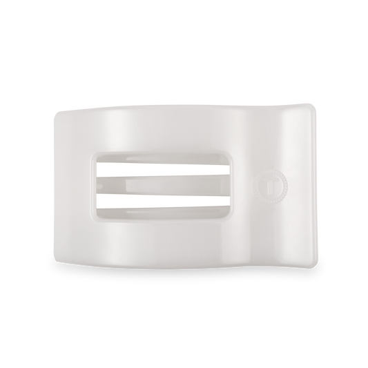 TELETIES - Flat Rectangle Hair Clip | Medium | Coconut White