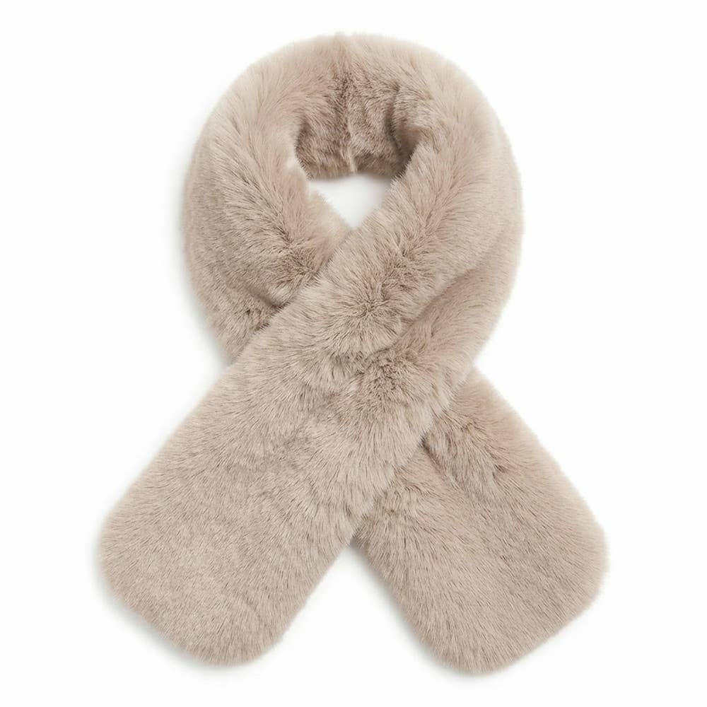 Solid Faux Fur Pull-Through Winter Scarf