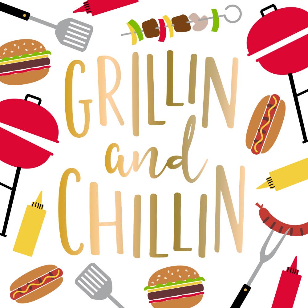 Grillin and Chillin Funny Cocktail Napkins