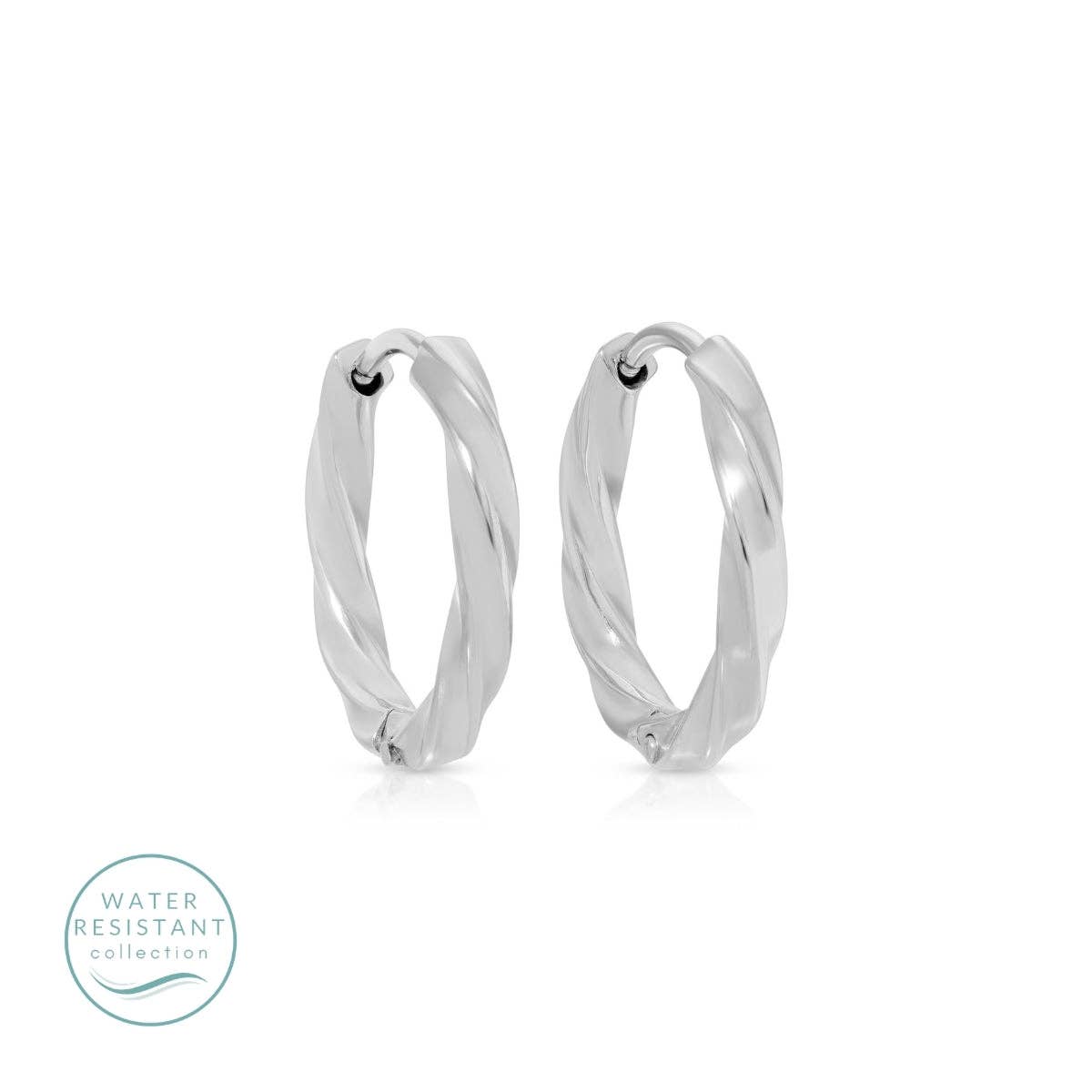 Simple Twist Huggie Earrings, Water-Resistant
