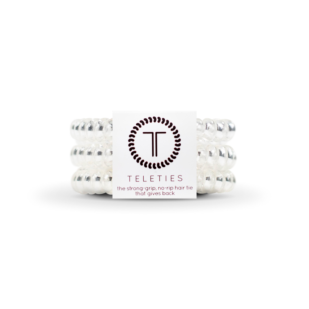 TELETIES - Spiral Hair Coils | Small | Crystal Clear Hair Ties