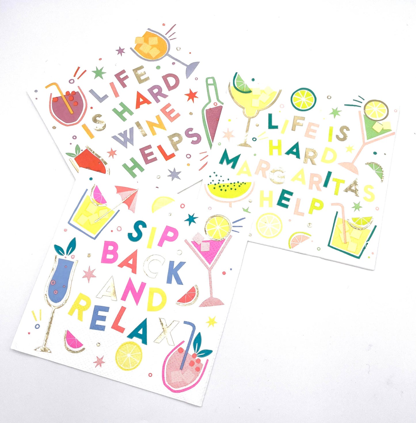 Sip Back and Relax Foil Funny Cocktail Napkins