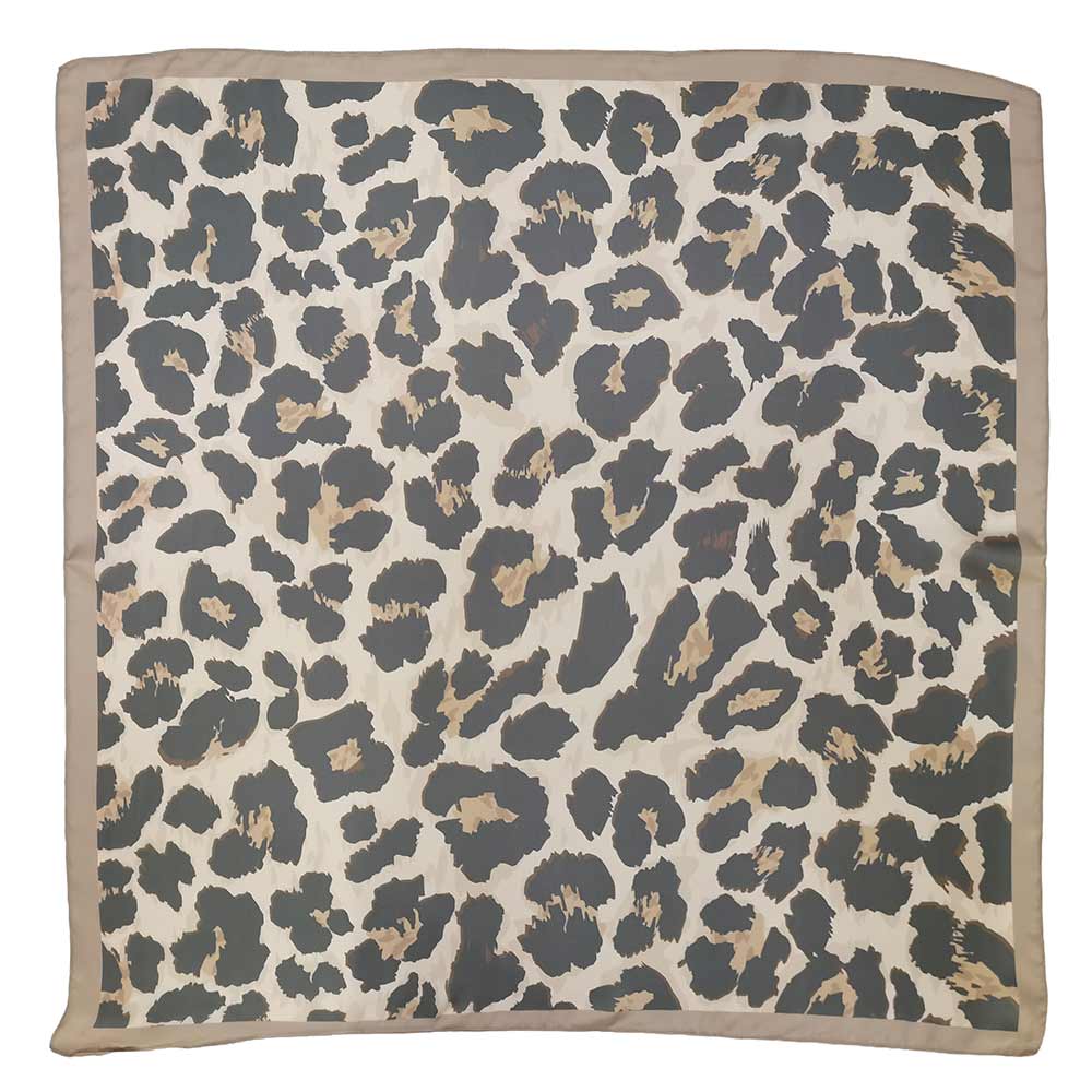 Framed Border Leopard Print Square Scarf