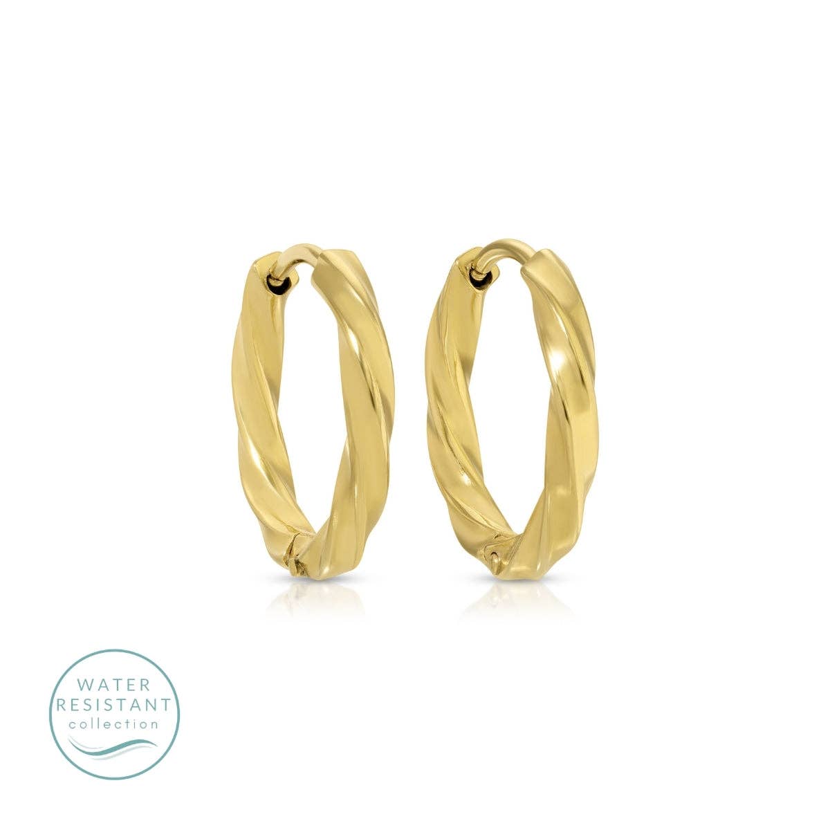 Simple Twist Huggie Earrings, Water-Resistant