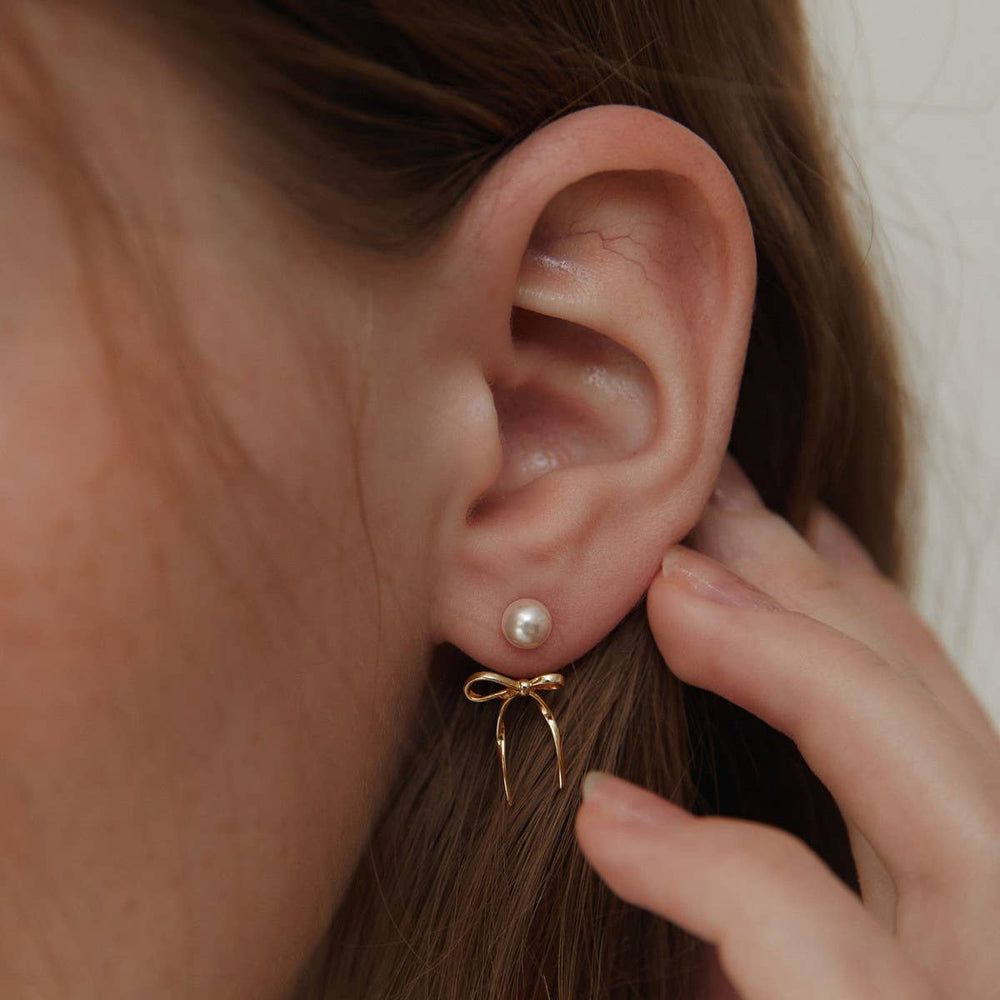 Sweet Pearl Bow Earrings