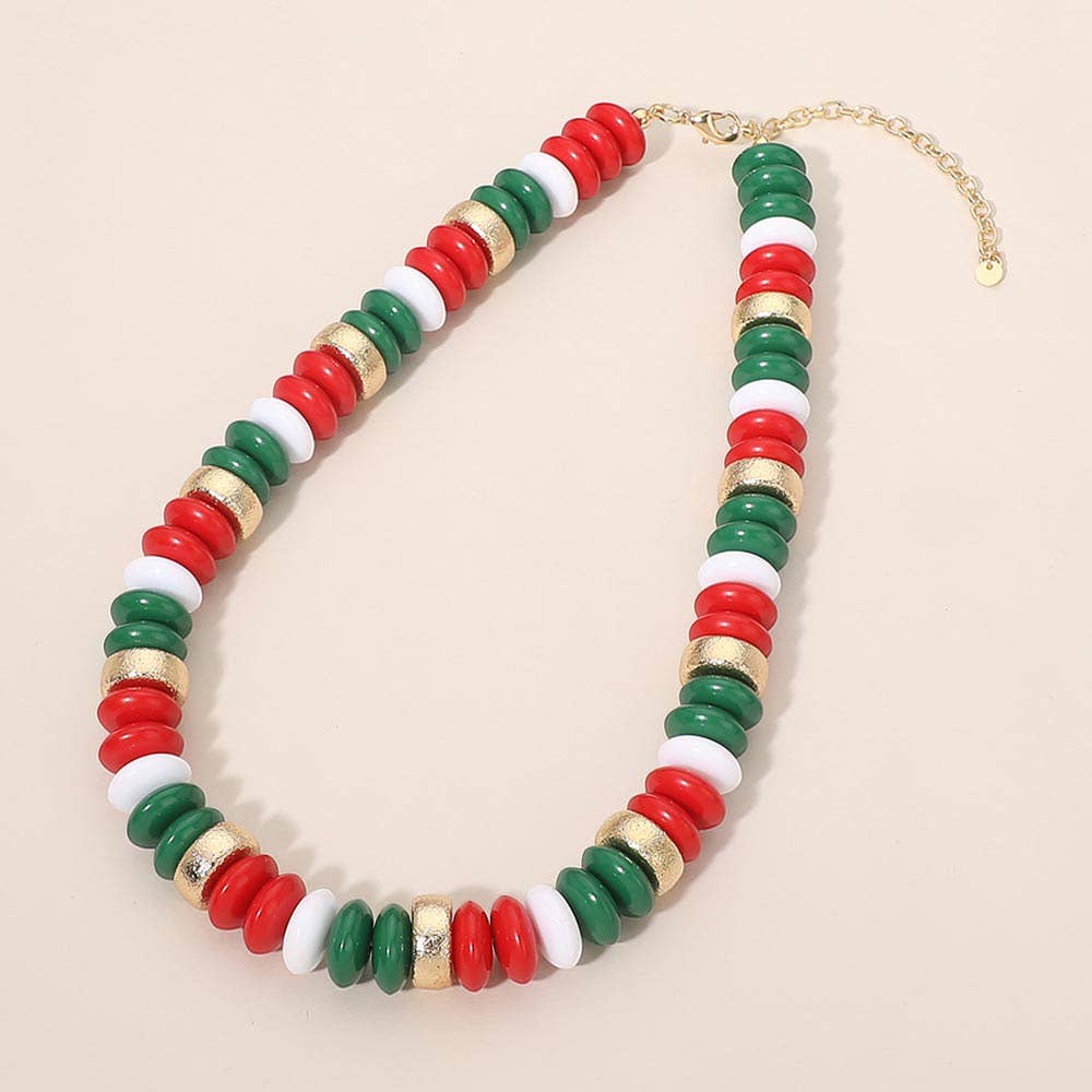 Chunky Resin Disc Beaded Necklace