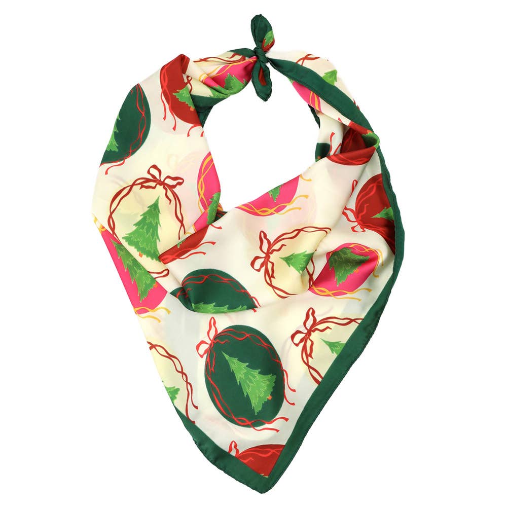 Christmas Ornament Print Square Bandana Scarf