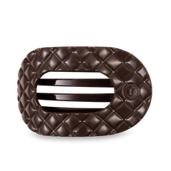 TELETIES - Flat Round Hair Clip | Large | Truly Taupe Quilted