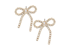 Elegant Rhinestone Ribbon Bow Earrings