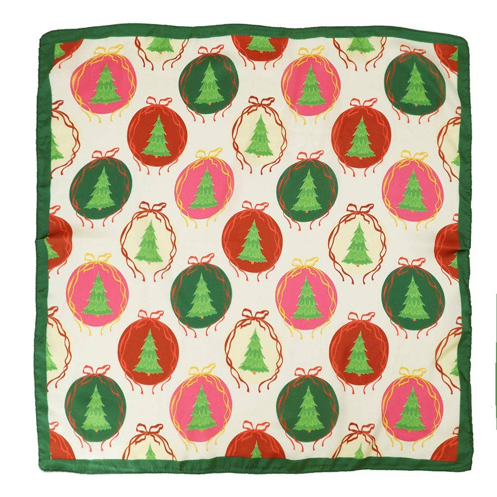 Christmas Ornament Print Square Bandana Scarf