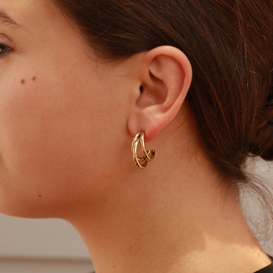 18K Gold Dipped Huggie Hoop Earrings