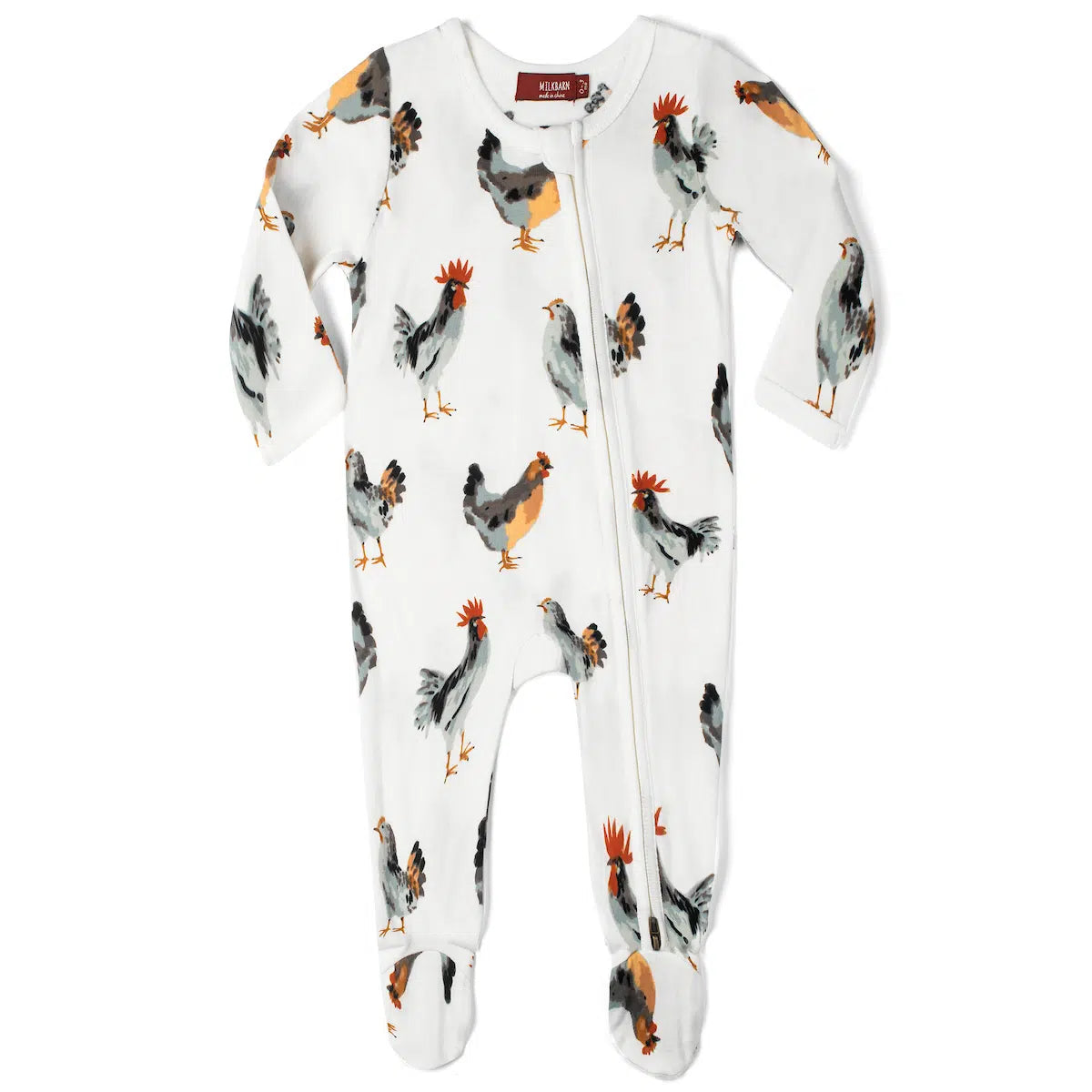 Chicken Organic Cotton Zipper Footed Romper