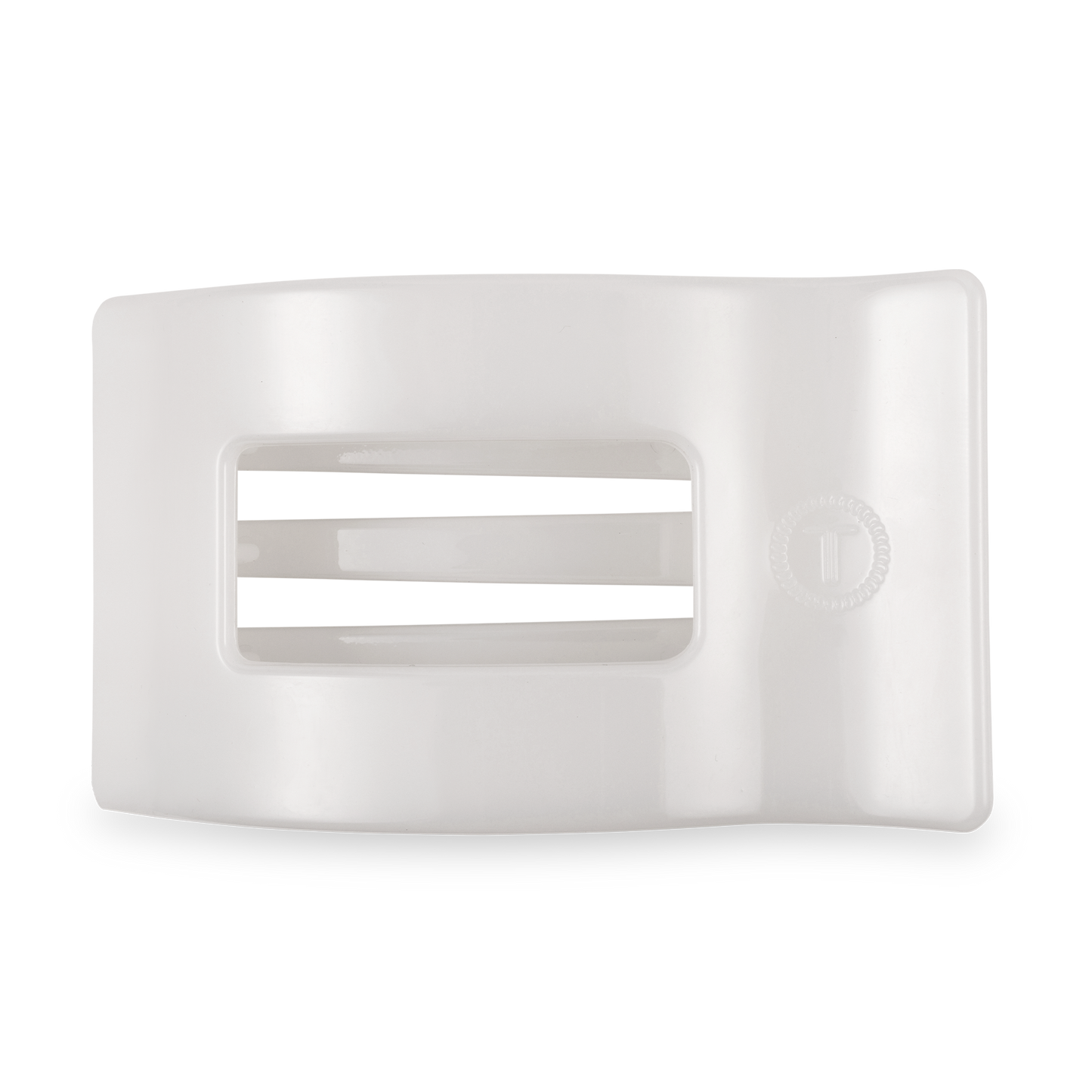 TELETIES - Flat Rectangle Hair Clip | Large | Coconut White