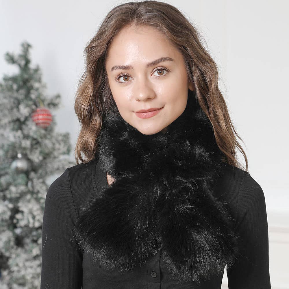 Solid Faux Fur Pull-Through Winter Scarf