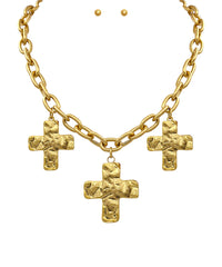 3 Hammered Cross Necklace