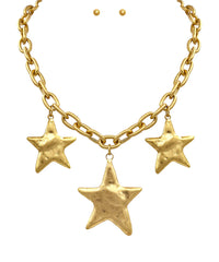 3 Hammered Star Necklace