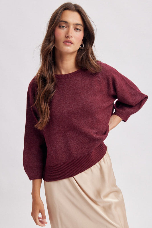 3/4 Sleeve Pullover Sweater