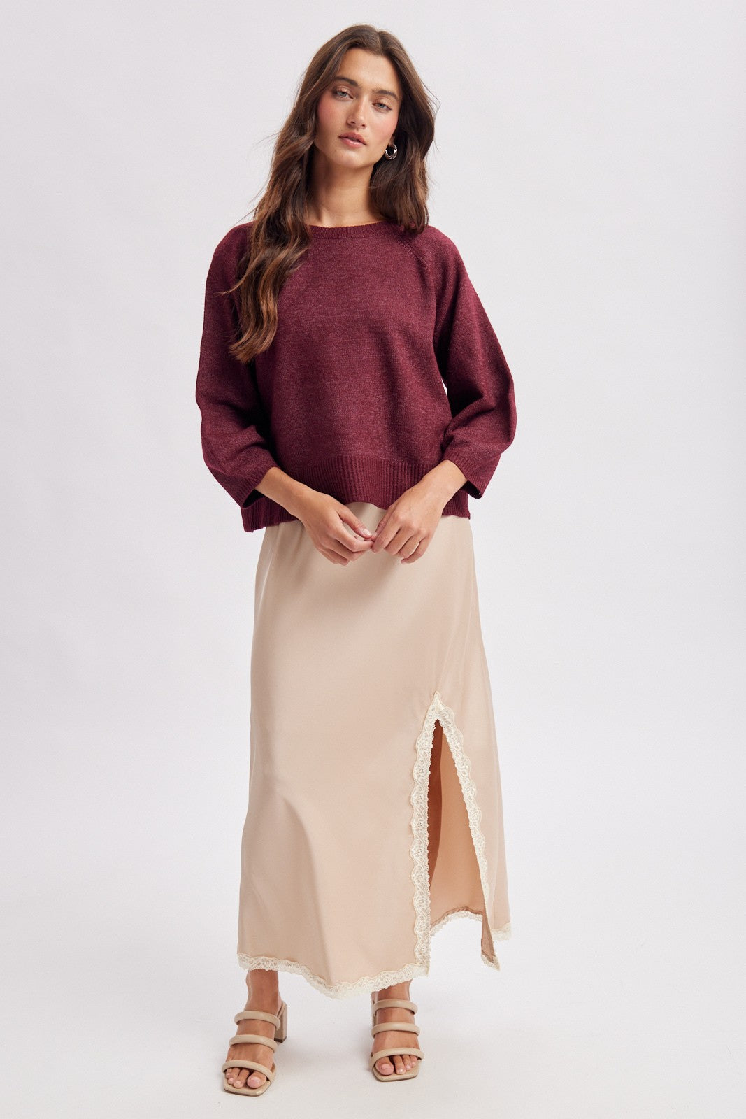 3/4 Sleeve Pullover Sweater