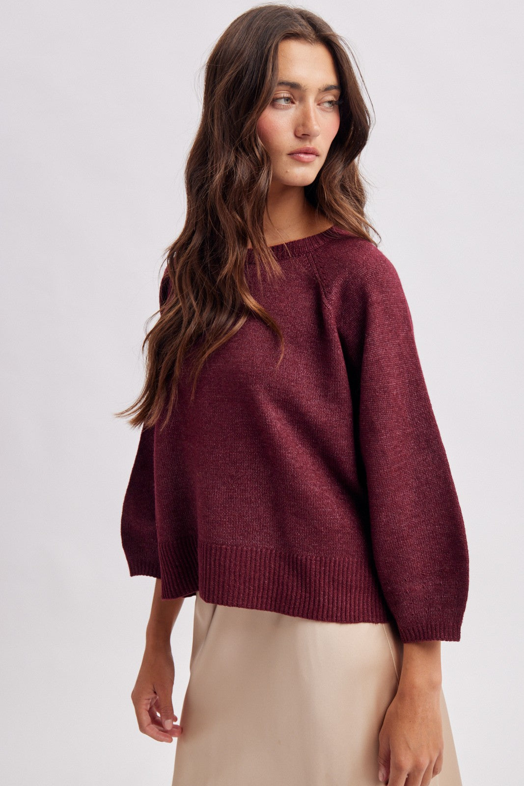 3/4 Sleeve Pullover Sweater