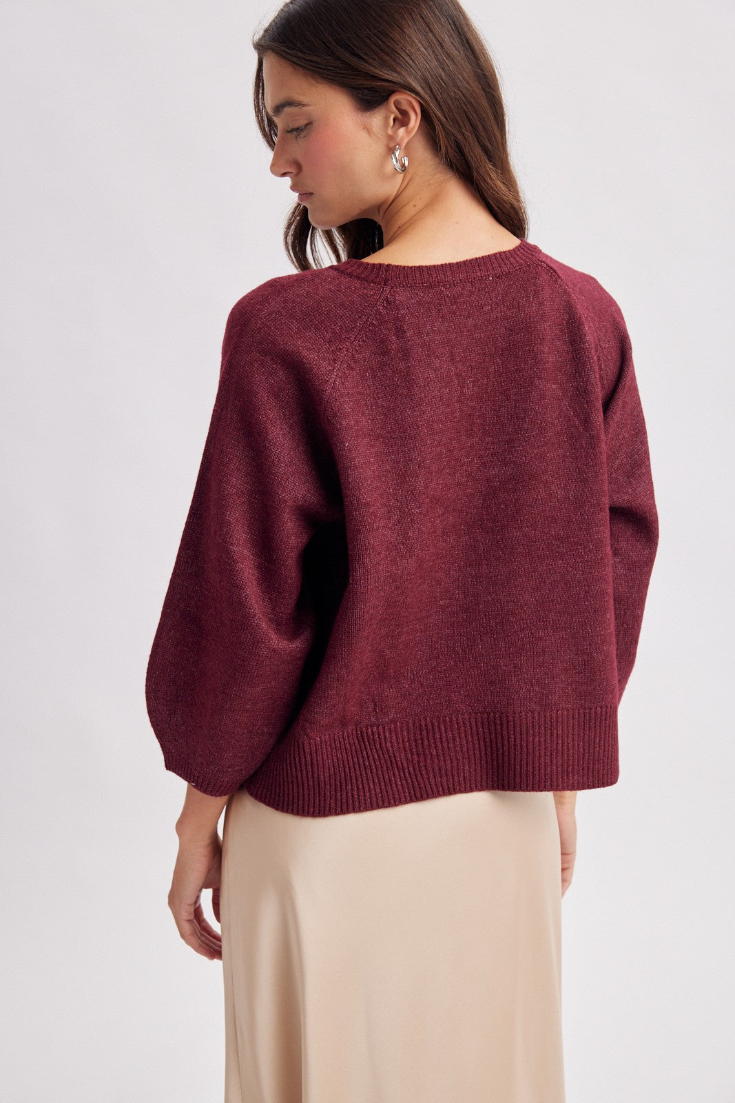 3/4 Sleeve Pullover Sweater