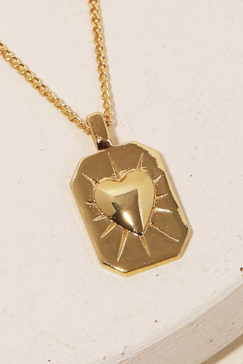 Heart Rectangle Pendant Necklace