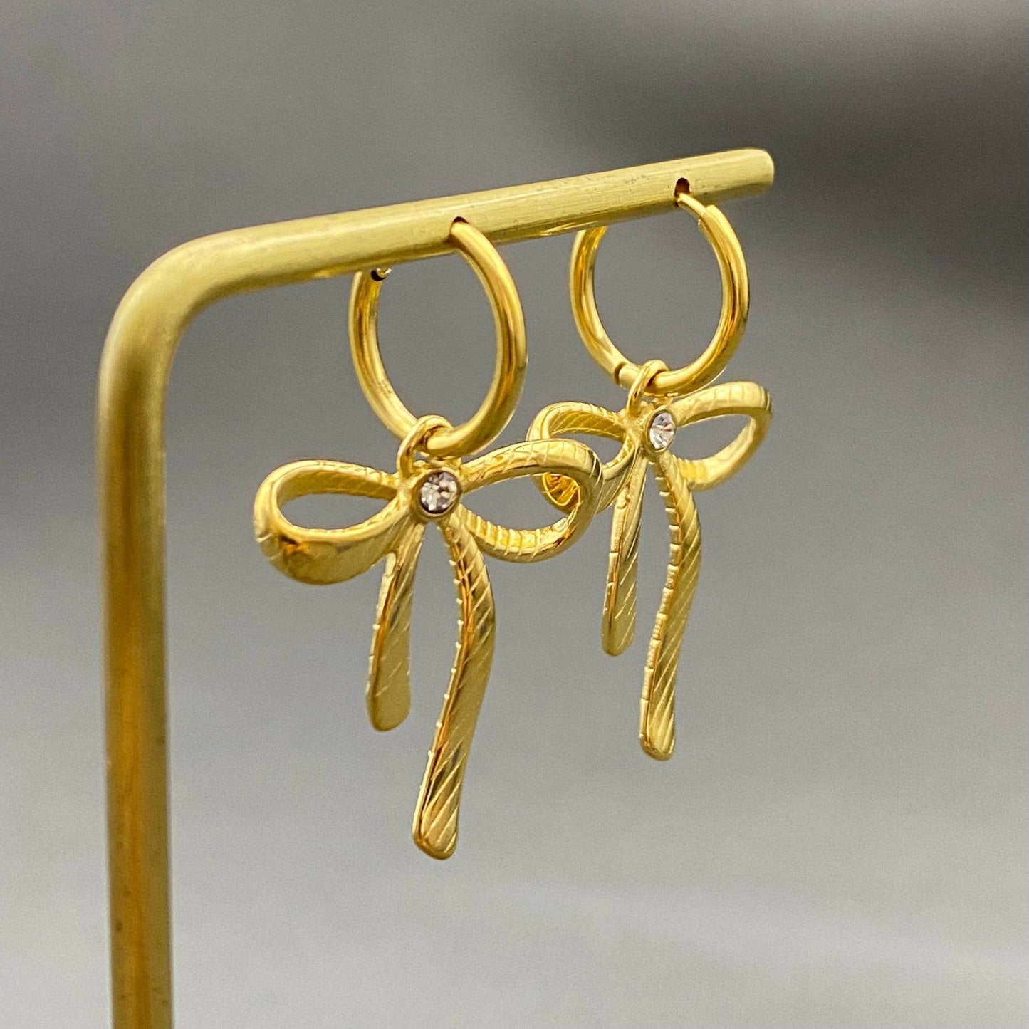 18K Gold Plated Bowknot Huggie Earrings