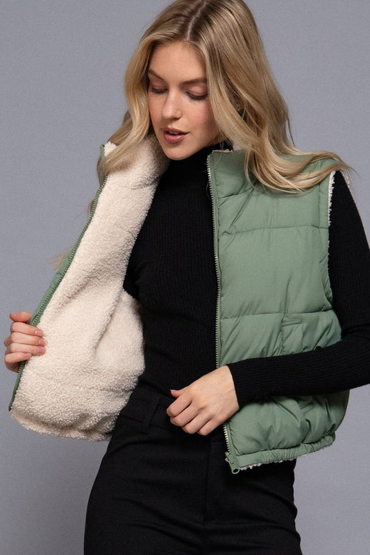 Reversible Fur Padding Vest