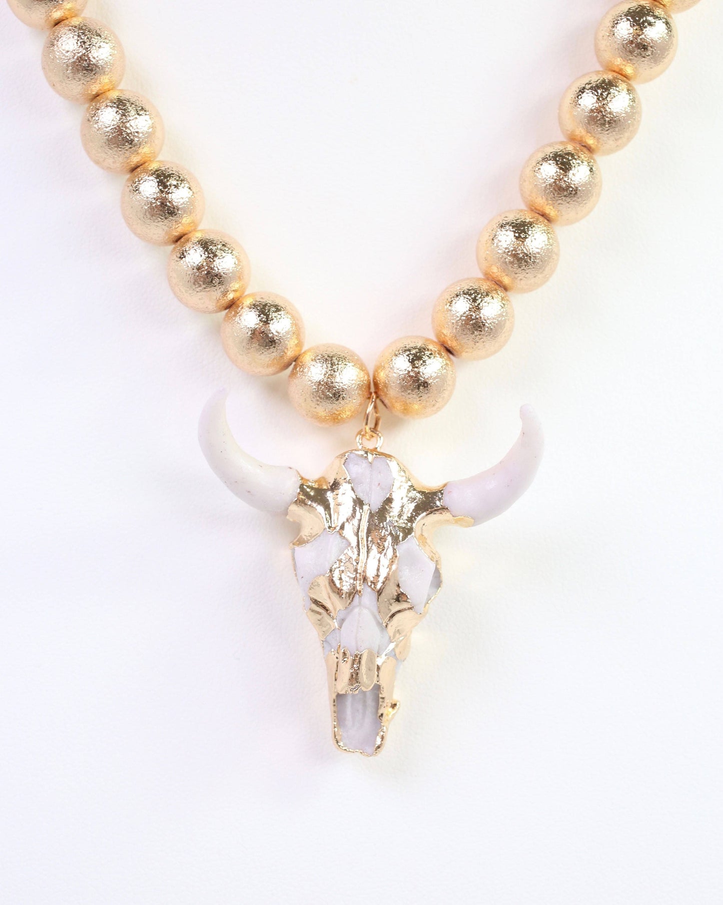 Parkes Beaded Bull Necklace Gold