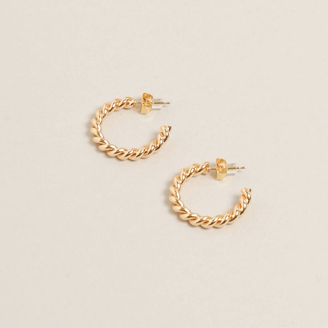14K Gold Dipped Twisted Post Hoops