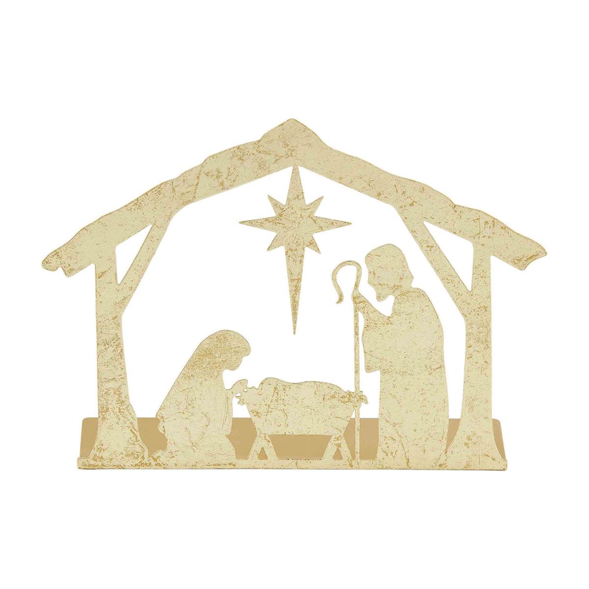 Gold Tin Nativity Display