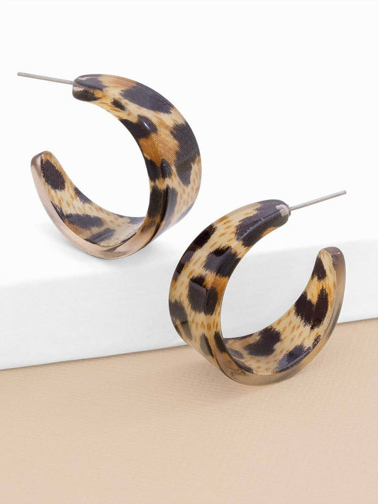 ZENZII - Small Resin Leopard Hoop Earring