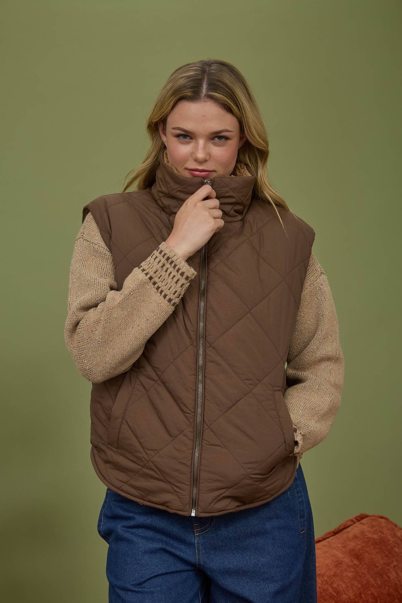 Quilted Zip Up Fleece Vest